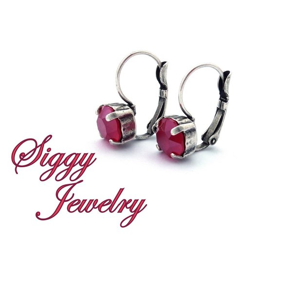 Swarovski Crystal Ruby Royal Red Drop Earrings - Picture 2 of 6